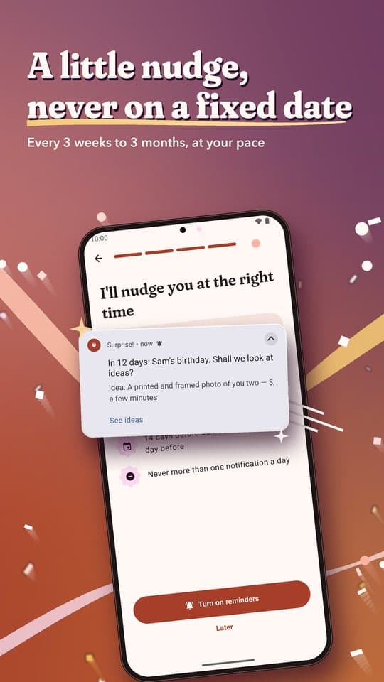 Surprise! nudge notification with an idea