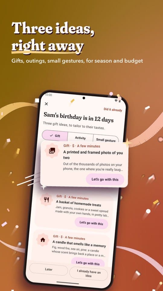 Three gift ideas for Sam's birthday